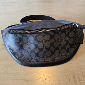 COACH Warren (F78777) Signature Leather Belt Bag in Black